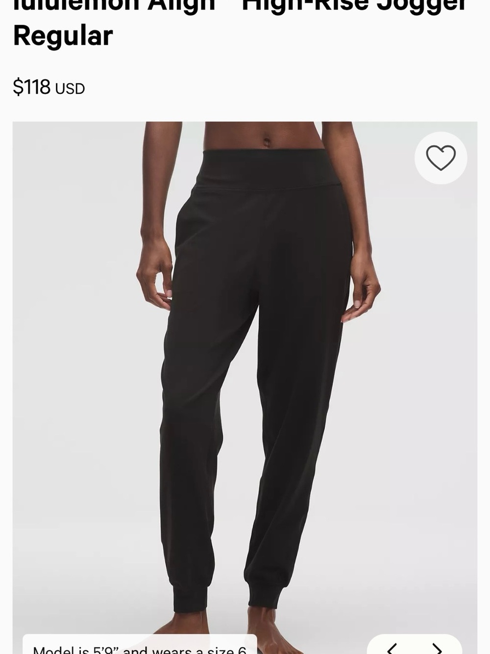 lululemon athletica Black align Joggers size 6 NWOT